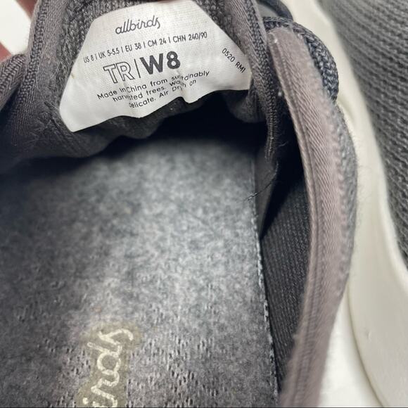 ALLBIRDS Tree Runner Charcoal Gray Sneakers Size 8 - Picture 8 of 10